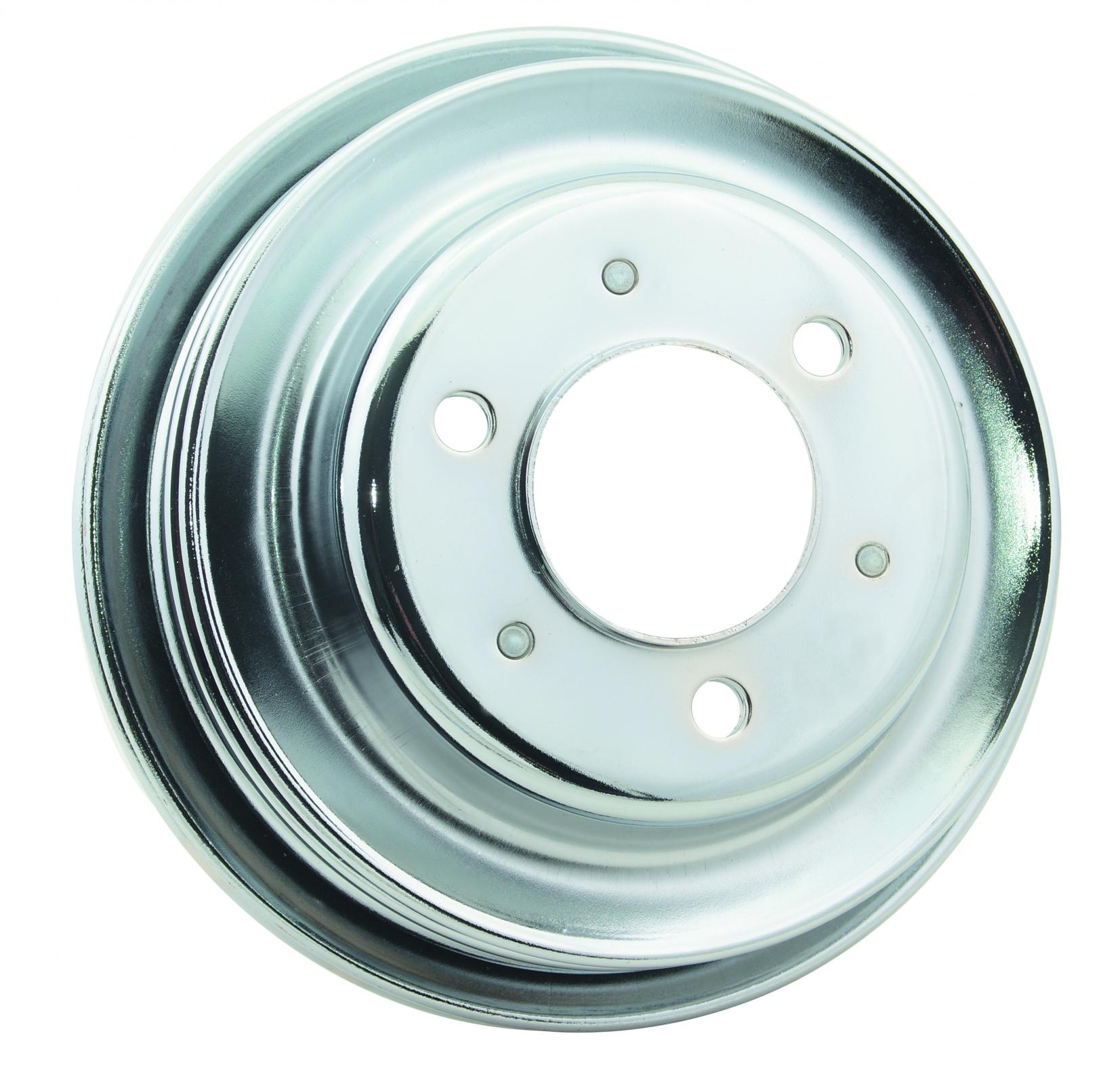 Chrome Crankshaft Pulley Triple Groove Fits 1969-1990 Chevrolet 396-454 Big Block with Long Water Pump Mr Gasket