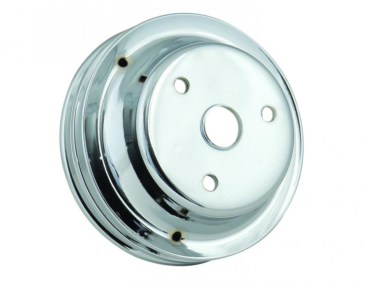 Crankshaft Pulley Chrome Double Groove Fits 1969-1985 Small Block Chevrolet with Long Water Pump Mr Gasket-1