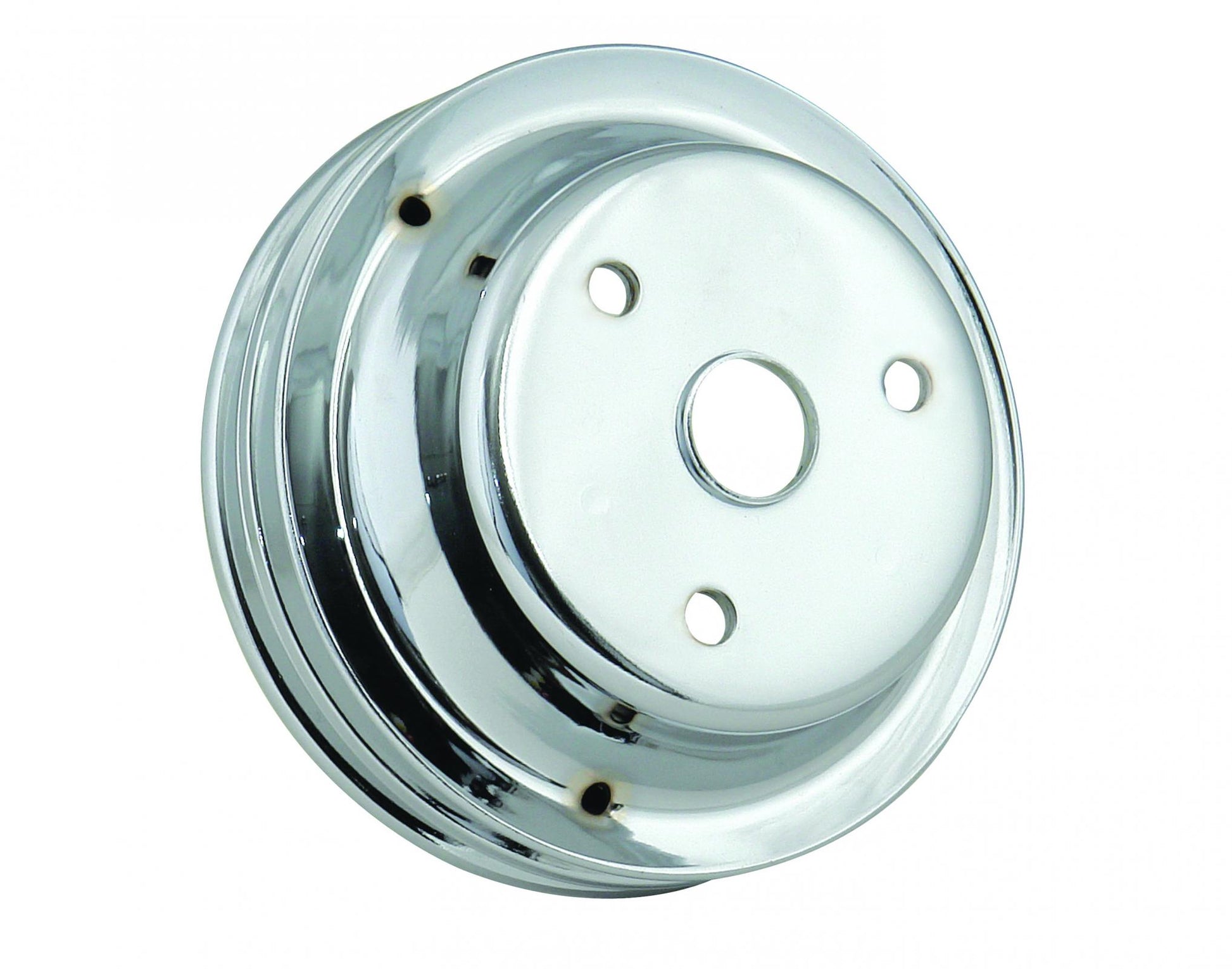 Crankshaft Pulley Chrome Double Groove Fits 1969-1985 Small Block Chevrolet with Long Water Pump Mr Gasket-1
