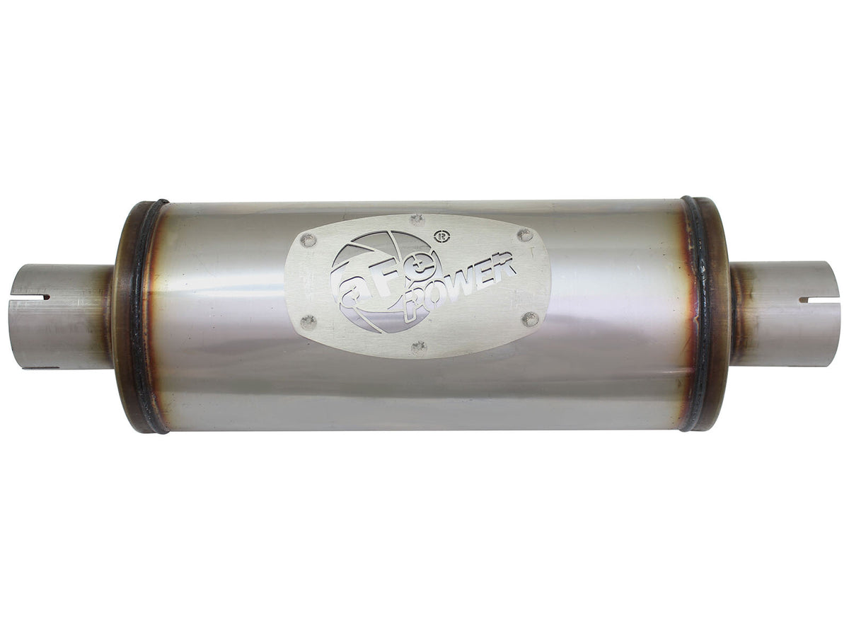 Mach Force-Xp 409 Stainless Steel Muffler 2-1/2 Inch ID Center/Center x 6 Inch Dia. x 14 Inch L - Round Body aFe Power-3