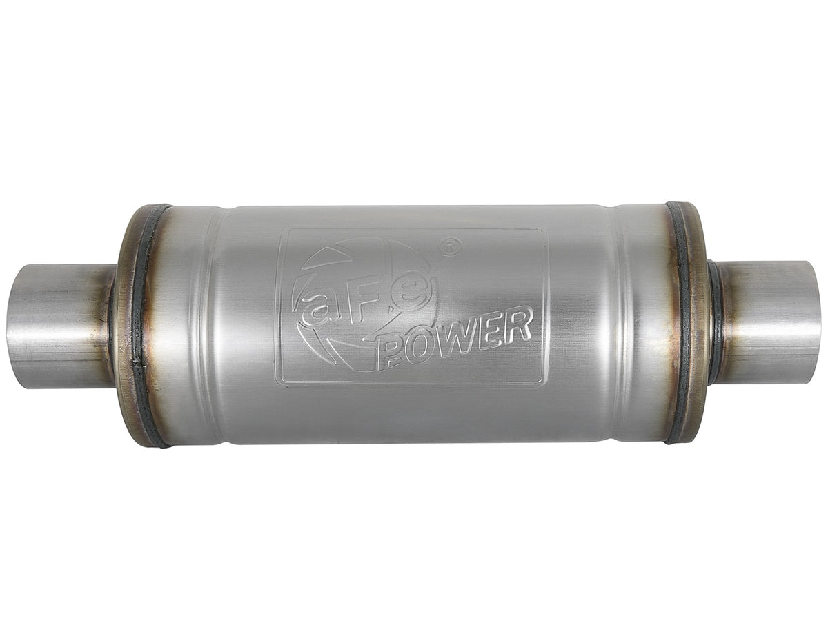 Mach Force-Xp 409 Stainless Steel Muffler 3 Inch ID Center/Center x 6 Inch Dia. x 14 Inch L - Round Body aFe Power-1