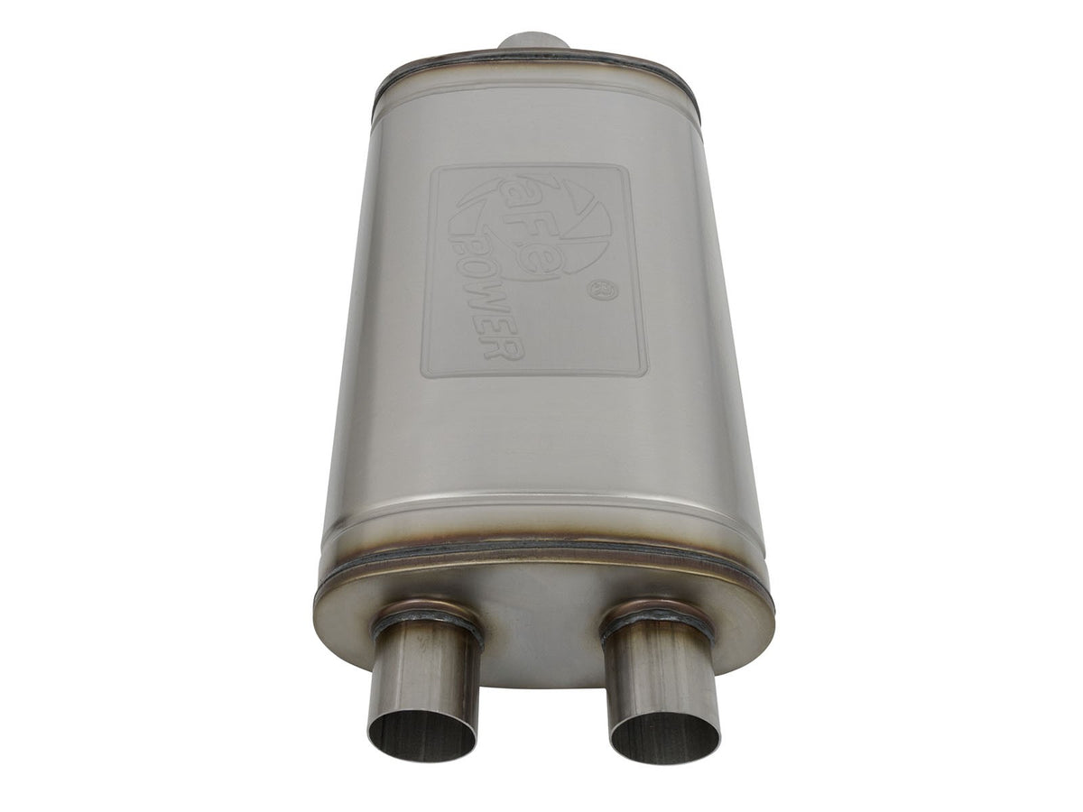 Mach Force-Xp 409 Stainless Steel Muffler 3 Inch ID Center/2-1/2 Inch ID Dual-Outlet x 11 Inch W x 6 Inch H x 22 Inch L - Oval Body aFe Power-2