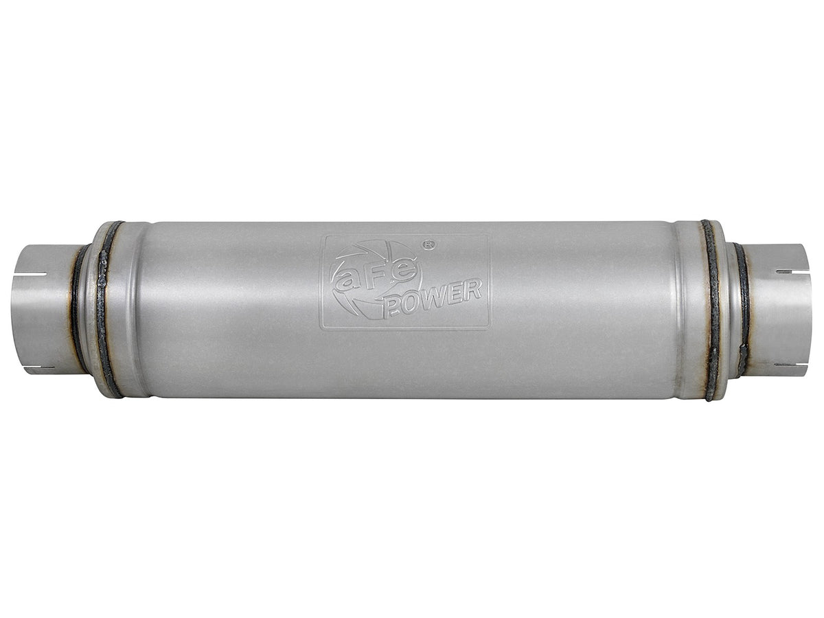 Atlas Aluminized Steel Muffler 5 Inch ID Center/Center x 7 Inch Dia. x 24 Inch L - Round Body aFe Power-1