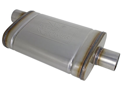 Mach Force-Xp 409 Stainless Steel Muffler 2-1/2 Inch ID Offset/Center x 9 Inch W x 4 Inch H x 14 Inch L - Oval Body aFe Power