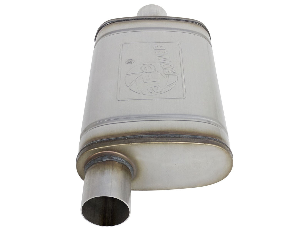 Mach Force-Xp 409 Stainless Steel Muffler 2-1/2 Inch ID Offset/Center x 9 Inch W x 4 Inch H x 14 Inch L - Oval Body aFe Power-1