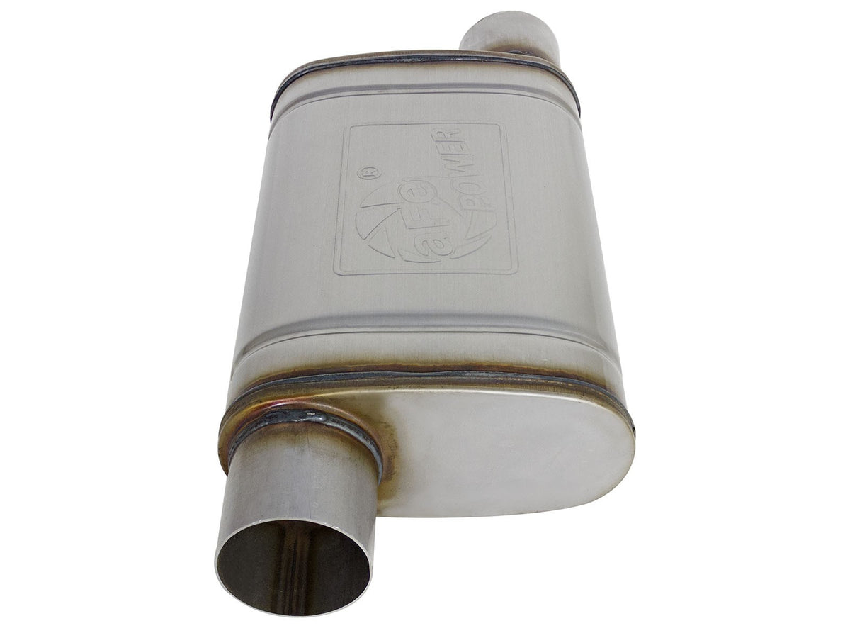 Mach Force-Xp 409 Stainless Steel Muffler 3 Inch ID Offset/Offset x 4 Inch H x 9 Inch W x 14 Inch L - Oval Body aFe Power-1