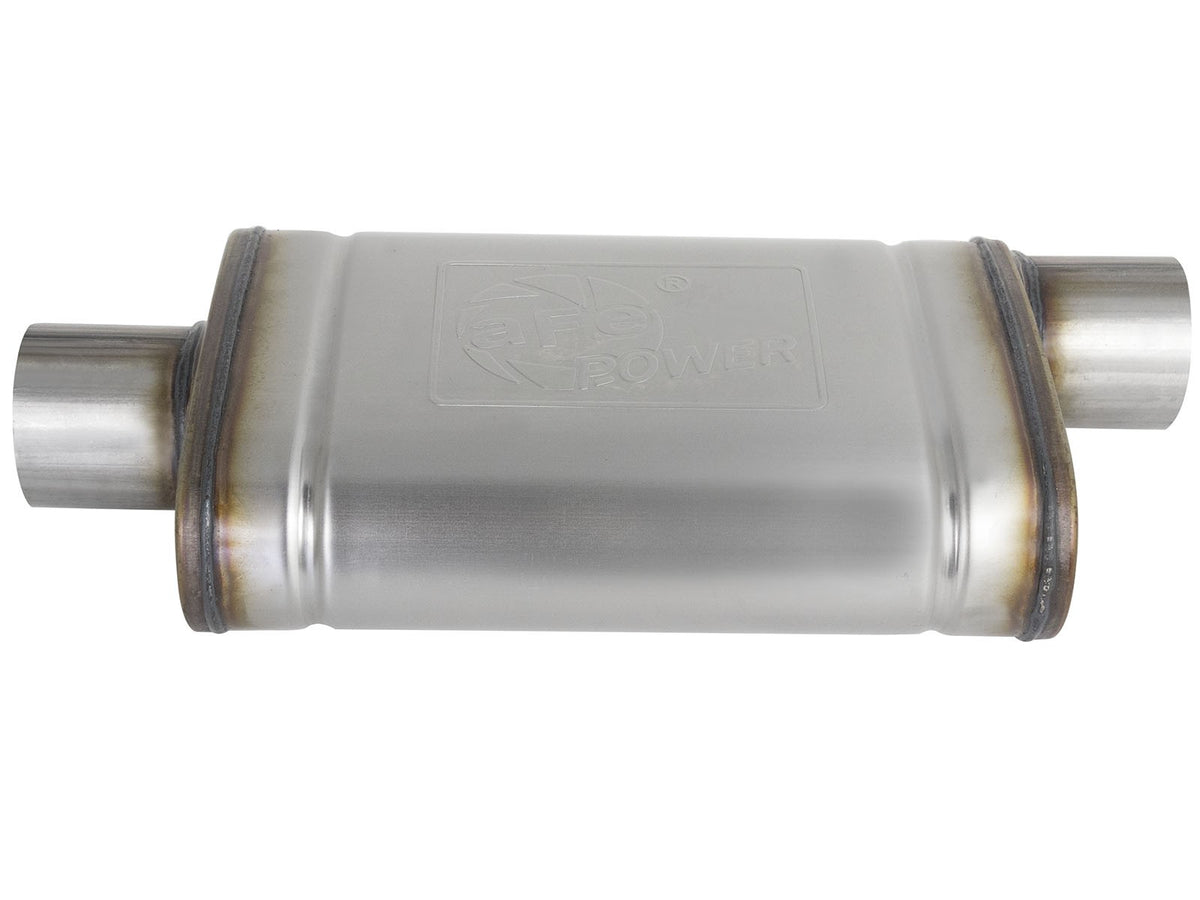 Mach Force-Xp 409 Stainless Steel Muffler 3 Inch ID Center/Offset x 4 Inch H x 9 Inch W x 14 Inch L - Oval Body aFe Power-1