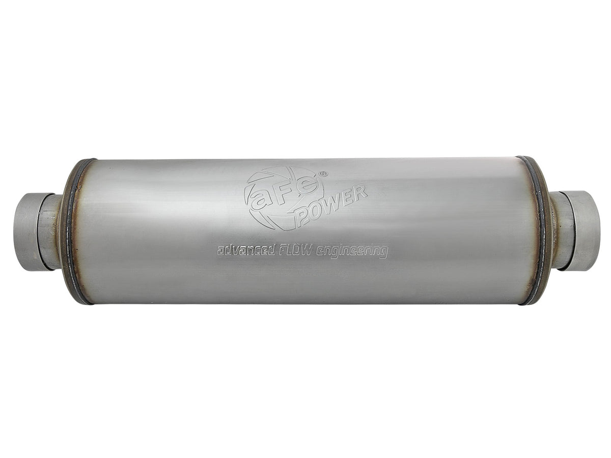 Saturn 4S 409 Stainless Steel Muffler 4 Inch ID Center/Center x 8 Inch Dia. x 30 Inch Oal - Round Body aFe Power-1