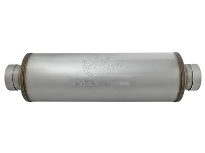 Saturn 4S 409 Stainless Steel Muffler 4 Inch ID Center/Center x 8 Inch Dia. x 30 Inch Oal - Round Body aFe Power-1