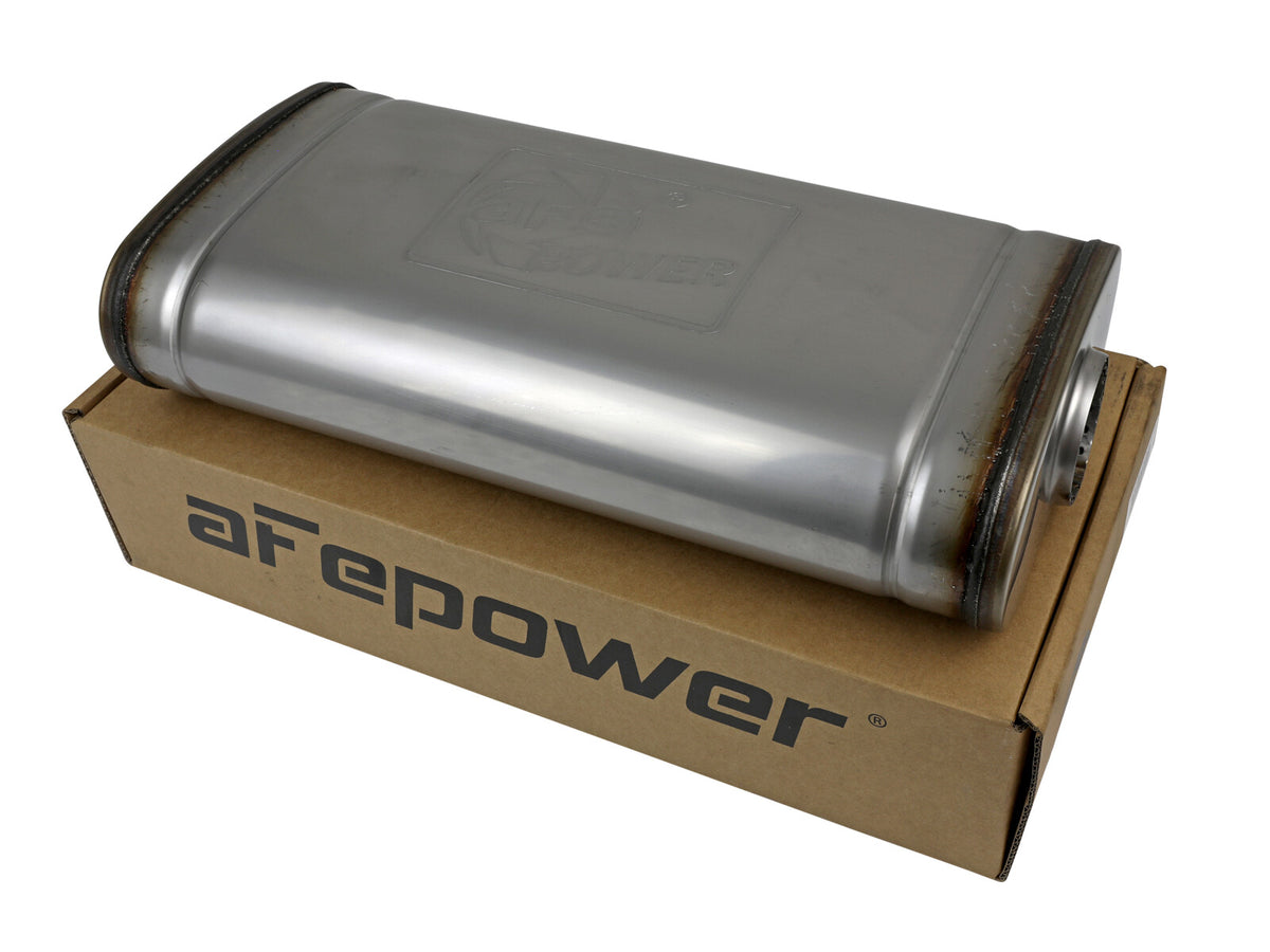 Mach Force-Xp 304 Stainless Steel Muffler 2-1/2 Inch ID Center/Offset x 9 Inch W x 4 Inch H x 18 Inch L - Oval Body aFe Power