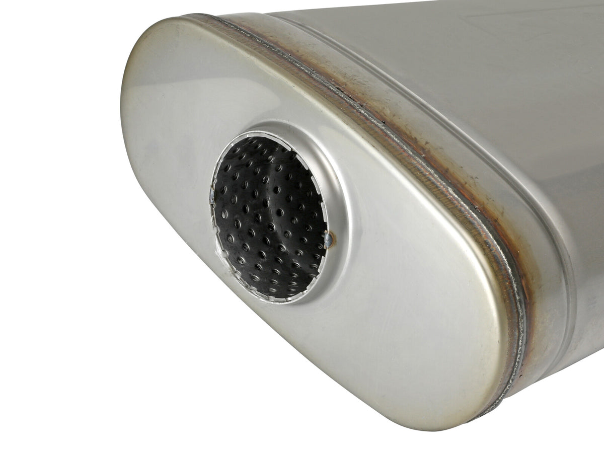Mach Force-Xp 304 Stainless Steel Muffler 2-1/2 Inch ID Center/Offset x 9 Inch W x 4 Inch H x 18 Inch L - Oval Body aFe Power-3
