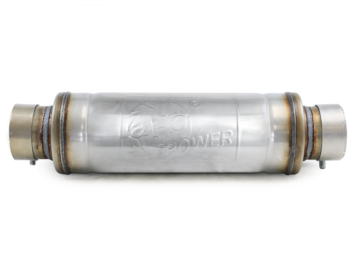 Mach Force-Xp 304 Stainless Steel Muffler 3 Inch ID Center/Center x 5 Inch Dia. x 19 Inch Overall Length - Round Body aFe Power-1