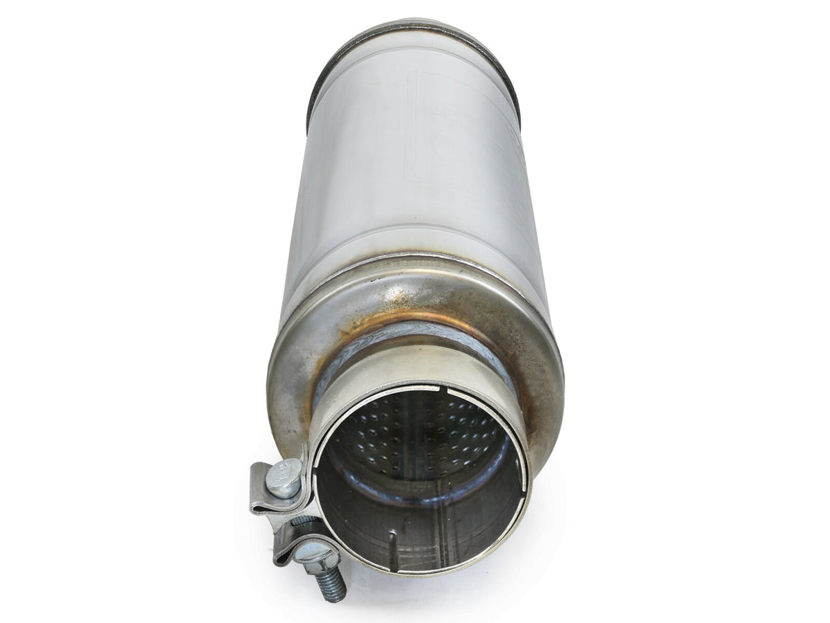 Mach Force-Xp 304 Stainless Steel Muffler 3 Inch ID Center/Center x 5 Inch Dia. x 19 Inch Overall Length - Round Body aFe Power-2