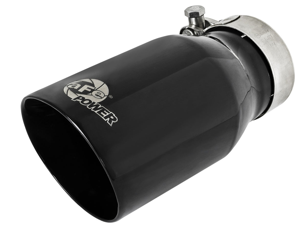 Mach Force-Xp 304 Stainless Steel Clamp-on Exhaust Tip Black 2-1/2 Inch Inlet x 3-1/2 Inch Outlet X 7 Inch L aFe Power