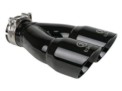 Takeda 304 Stainless Steel Clamp-on Exhaust Tip 2-1/2 Inch Inlet x 3 Inch Dual Outlet x 9-1/2 Inch L aFe Power-3