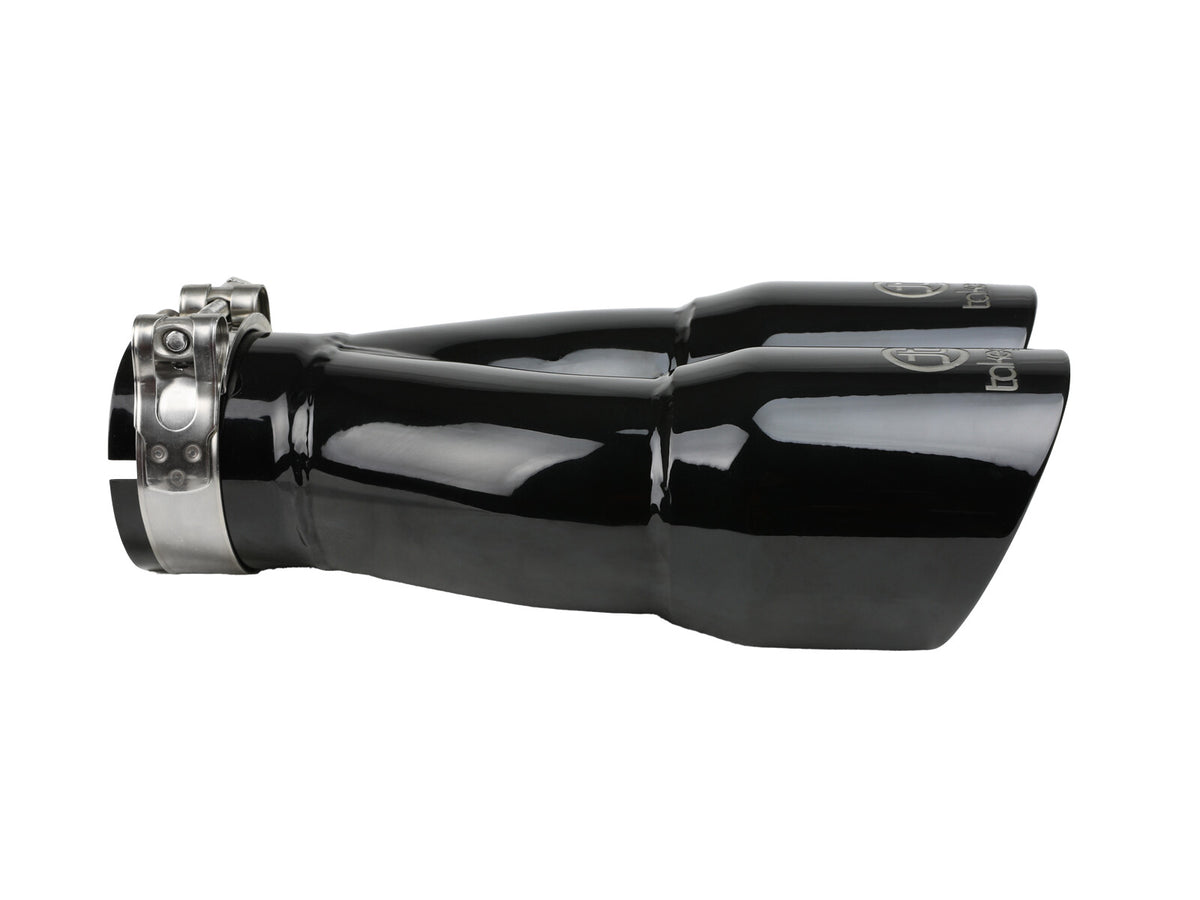 Takeda 304 Stainless Steel Clamp-on Exhaust Tip 2-1/2 Inch Inlet x 3 Inch Dual Outlet x 9-1/2 Inch L aFe Power-4