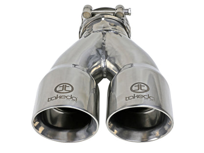 Takeda 304 Stainless Steel Clamp-on Exhaust Tip 2-1/2 Inch Inlet x 3 Inch Dual Outlet x 9-1/2 Inch L aFe Power-2