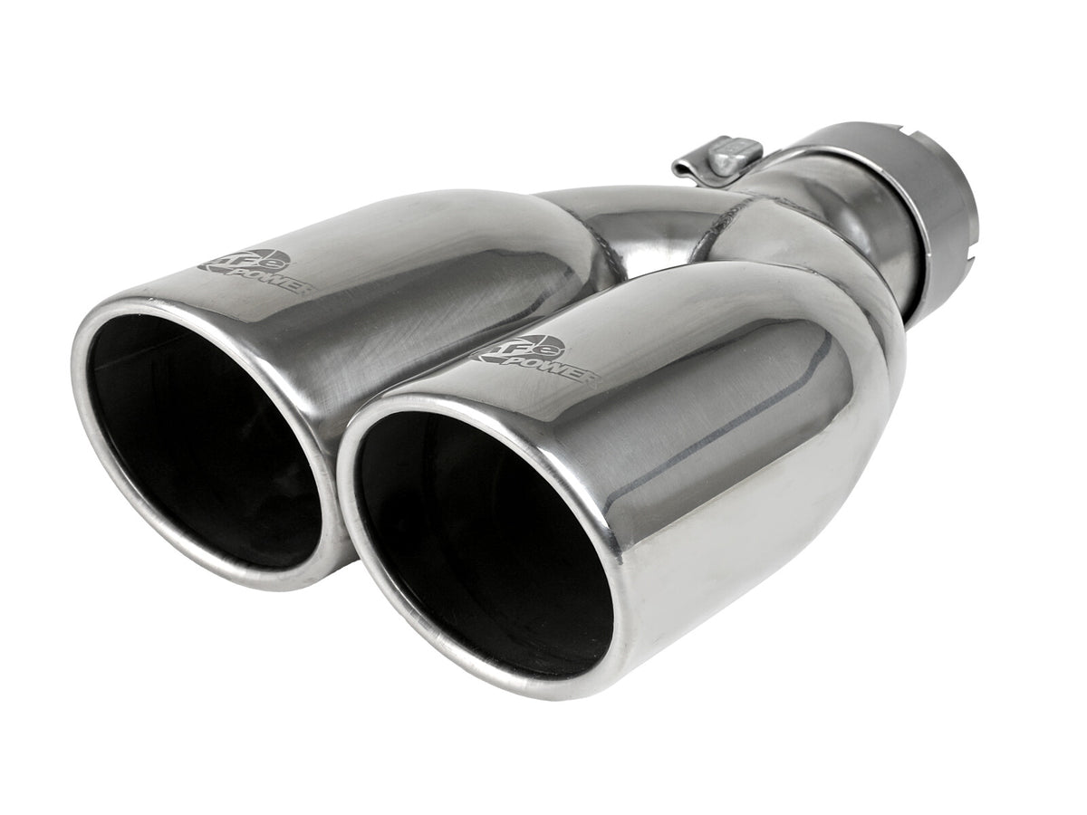 Mach Force-Xp 304 Stainless Steel Clamp-on Exhaust Tip Polished 2-1/2 Inch Inlet x 3-1/2 Inch Outlet X 12 Inch L aFe Power