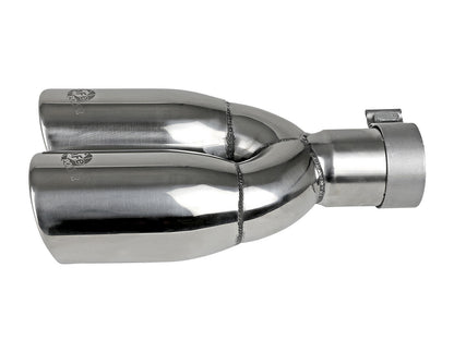Mach Force-Xp 304 Stainless Steel Clamp-on Exhaust Tip Polished 2-1/2 Inch Inlet x 3-1/2 Inch Outlet X 12 Inch L aFe Power-1