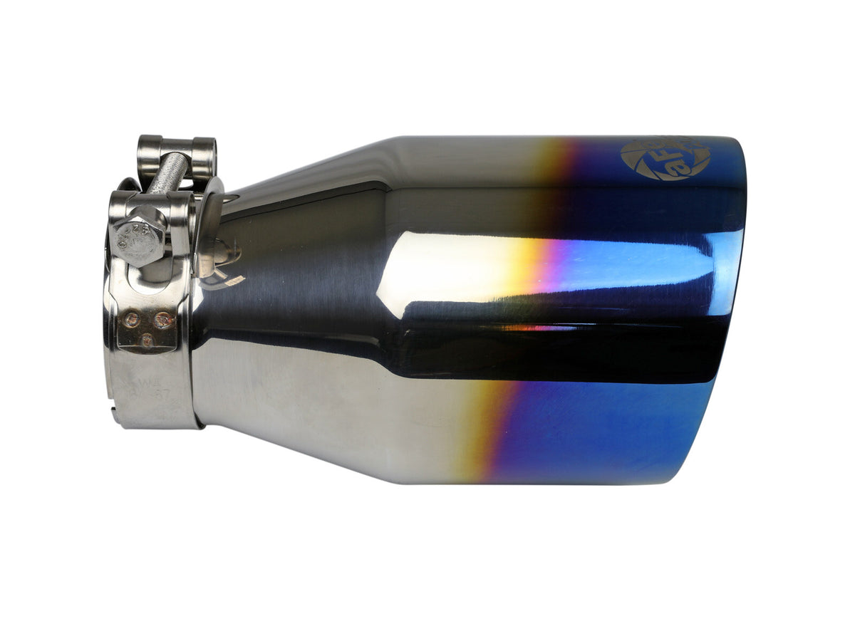 Mach Force-Xp 304 Stainless Steel Clamp-on Exhaust Tip Blue Flame 2-1/2 Inch Inlet x 4 Inch Outlet x 7 Inch L aFe Power-1