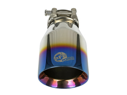 Mach Force-Xp 304 Stainless Steel Clamp-on Exhaust Tip Blue Flame 2-1/2 Inch Inlet x 4 Inch Outlet x 7 Inch L aFe Power-2