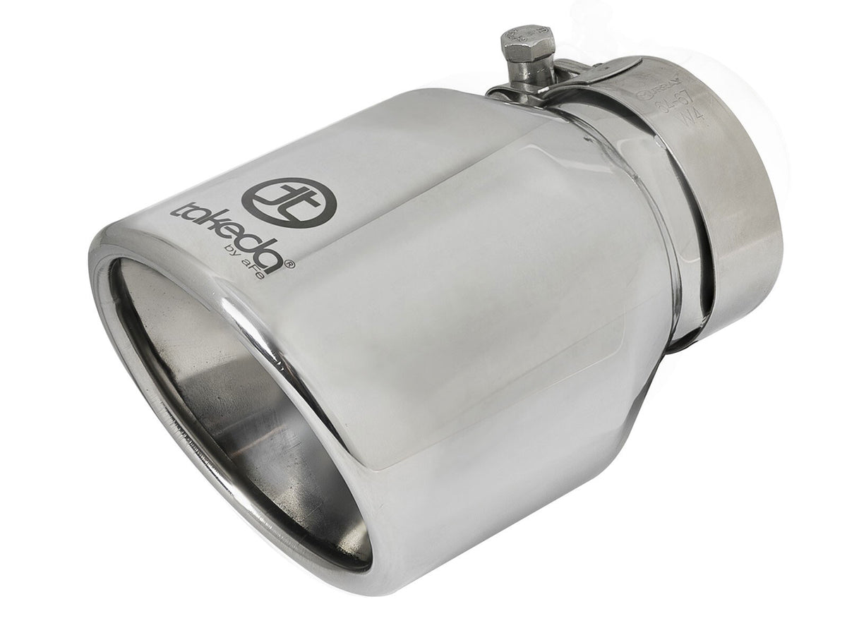 Takeda 304 Stainless Steel Clamp-on Exhaust Tip Polished 2-1/2 Inch Inlet x 4 Inch Outlet aFe Power-5