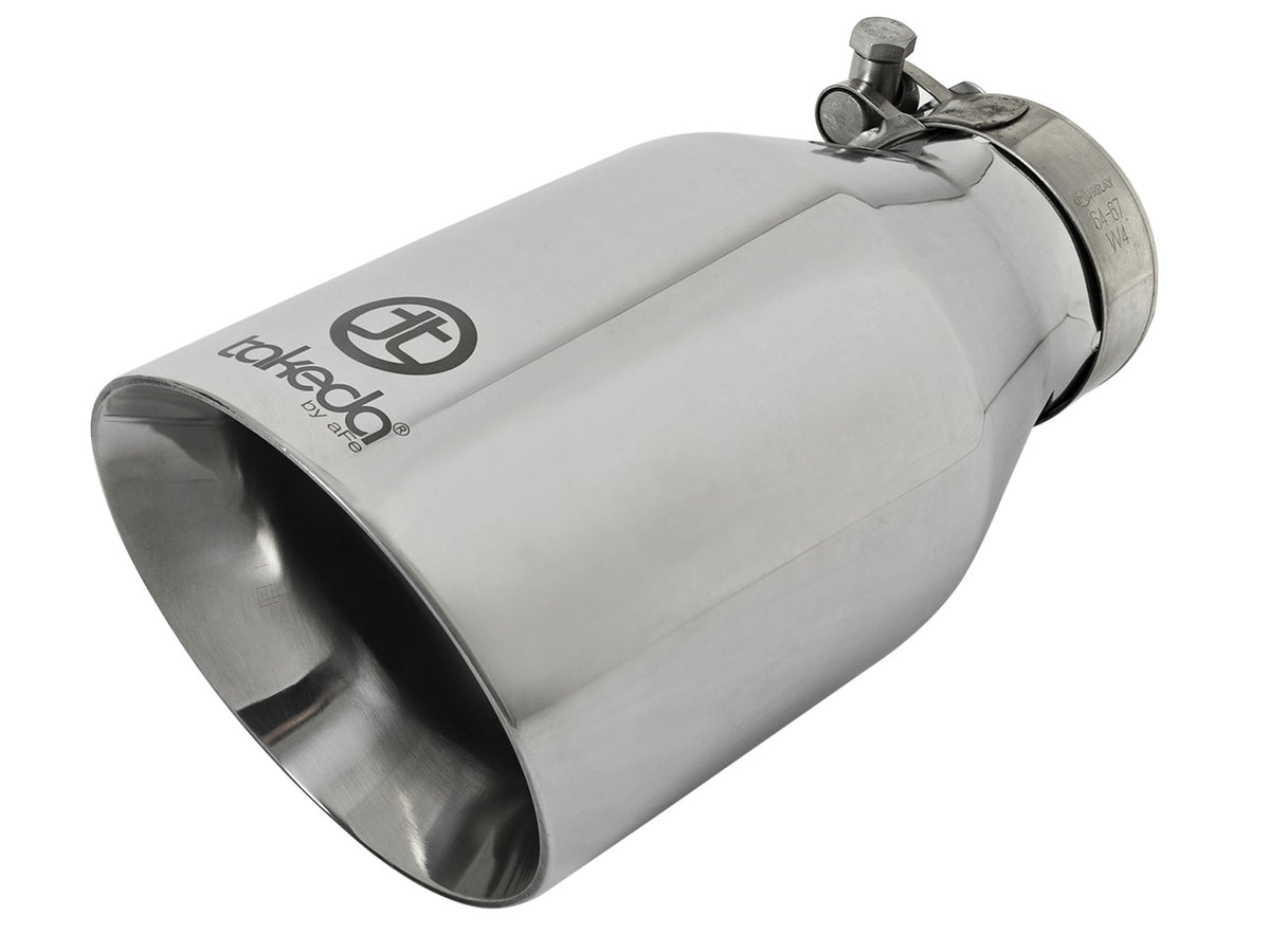 Takeda 304 Stainless Steel Clamp-on Exhaust Tip Polished 2-1/2 Inch Inlet x 4-1/2 Inch Outlet aFe Power