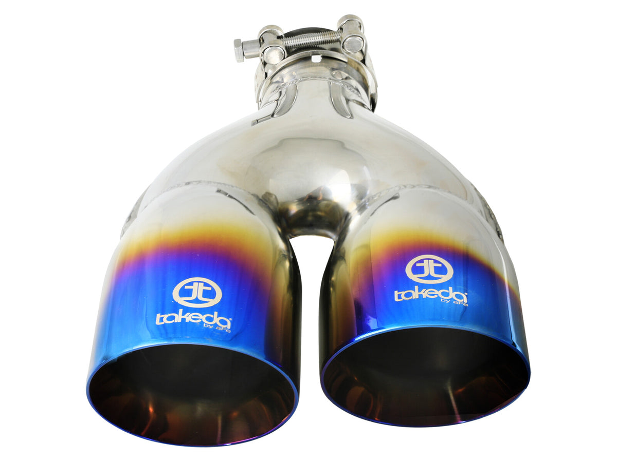 Takeda 304 Stainless Steel Clamp-on Exhaust Tip 2-1/2 Inch Inlet x 4 Inch Outlet x 12 Inch L Right aFe Power-6