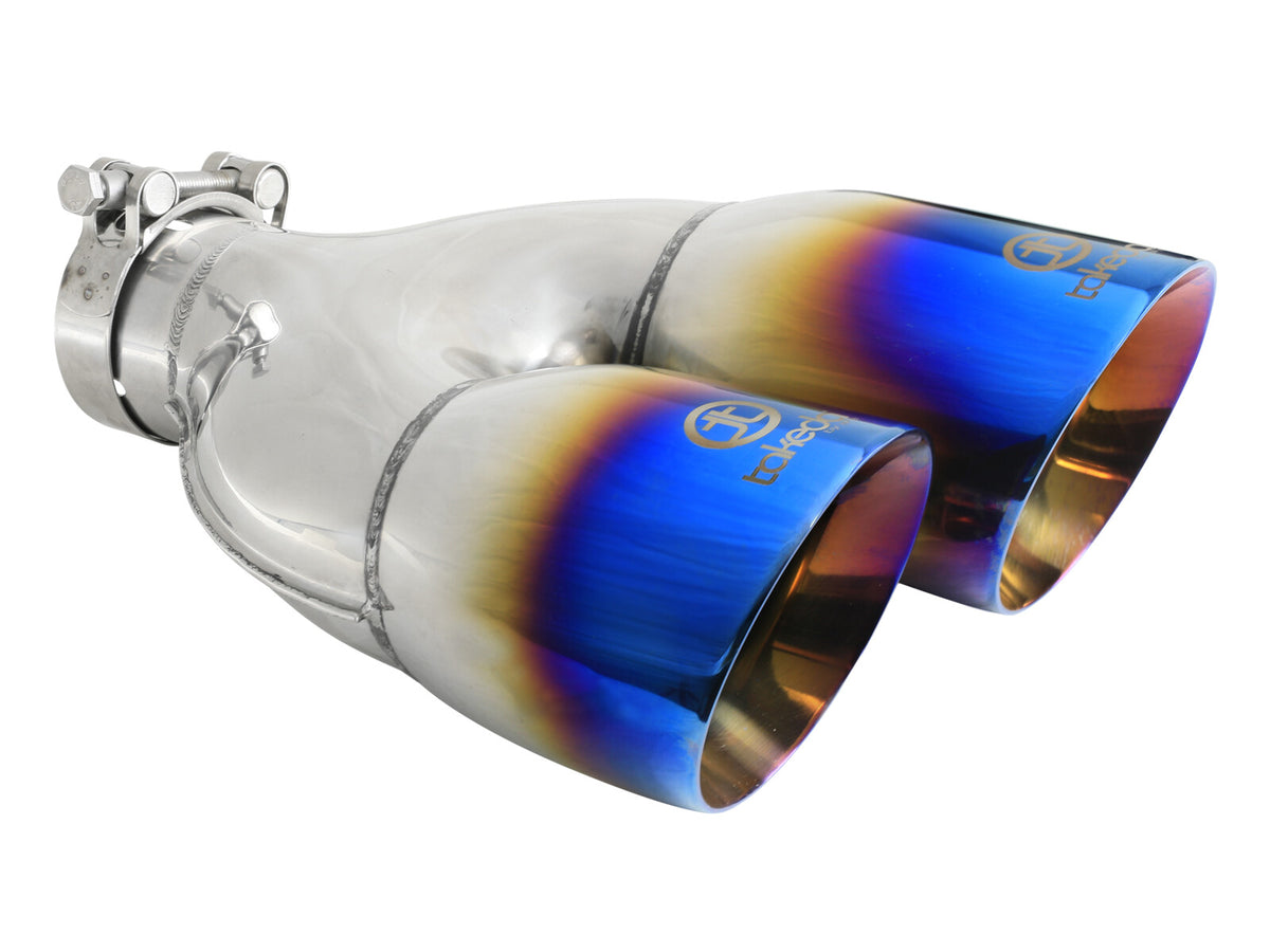 Takeda 304 Stainless Steel Clamp-on Exhaust Tip 2-1/2 Inch Inlet x 4 Inch Outlet x 12 Inch L Left aFe Power-4