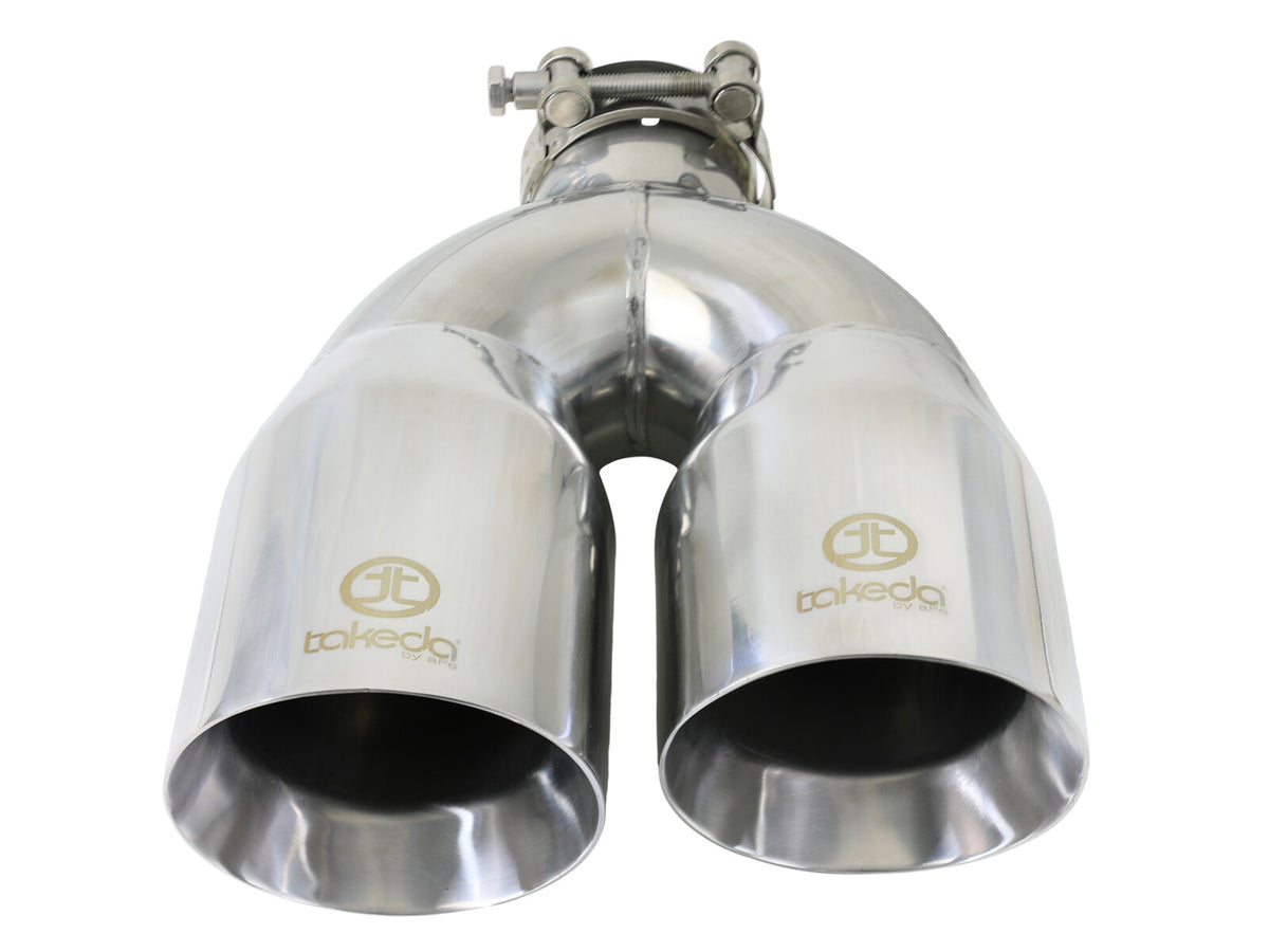 Takeda 304 Stainless Steel Clamp-on Exhaust Tip 2-1/2 Inch Inlet x 4 Inch Outlet x 12 Inch L Right aFe Power-2