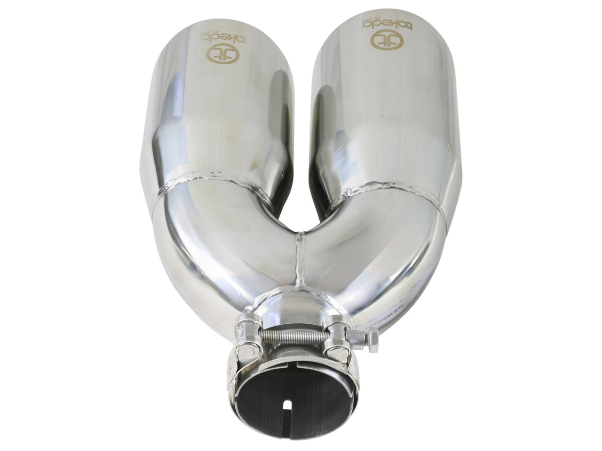 Takeda 304 Stainless Steel Clamp-on Exhaust Tip 2-1/2 Inch Inlet x 4 Inch Outlet x 12 Inch L Right aFe Power-3