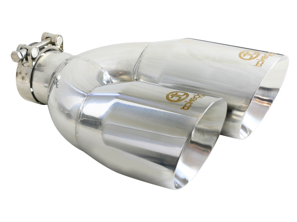 Takeda 304 Stainless Steel Clamp-on Exhaust Tip 2-1/2 Inch Inlet x 4 Inch Outlet x 12 Inch L Left aFe Power