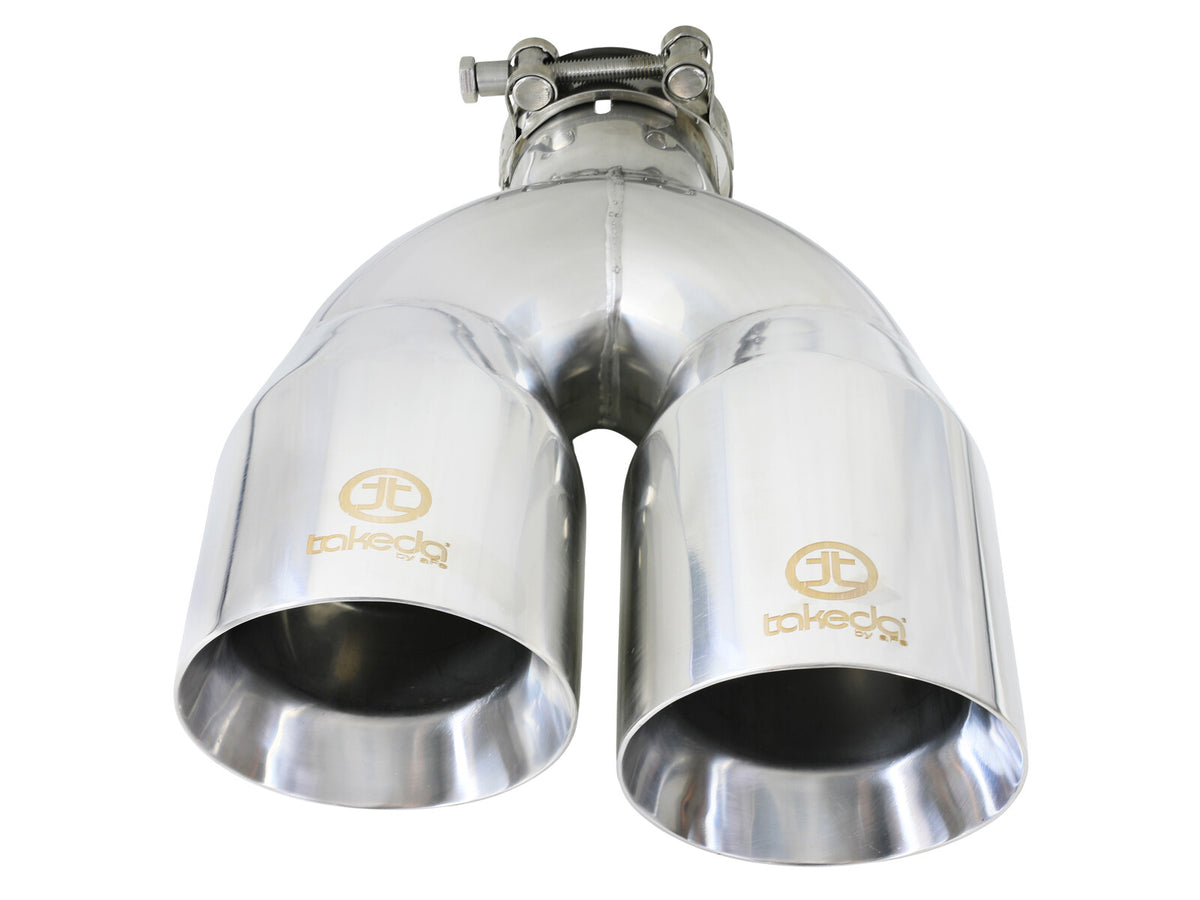 Takeda 304 Stainless Steel Clamp-on Exhaust Tip 2-1/2 Inch Inlet x 4 Inch Outlet x 12 Inch L Left aFe Power-2