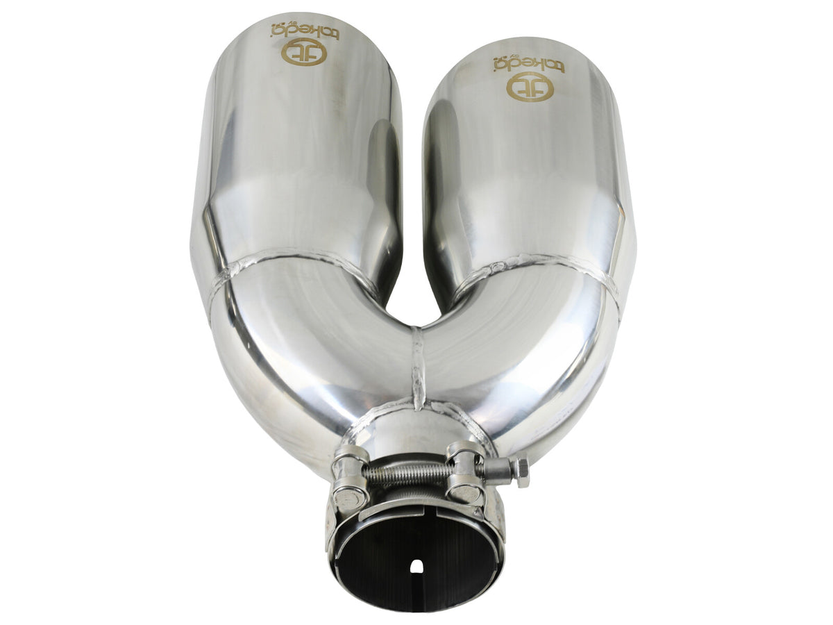 Takeda 304 Stainless Steel Clamp-on Exhaust Tip 2-1/2 Inch Inlet x 4 Inch Outlet x 12 Inch L Left aFe Power-3