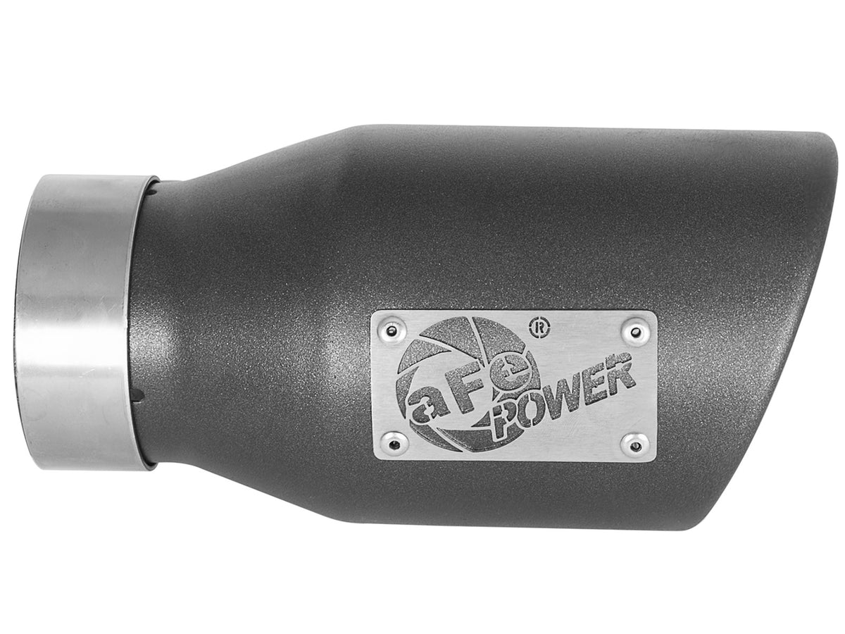 Mach Force-Xp 409 Stainless Steel Clamp-on Exhaust Tip High-Temp Metallic Black 3 Inch Inlet x 4-1/2 Inch Outlet x 9 Inch L Left aFe Power-1