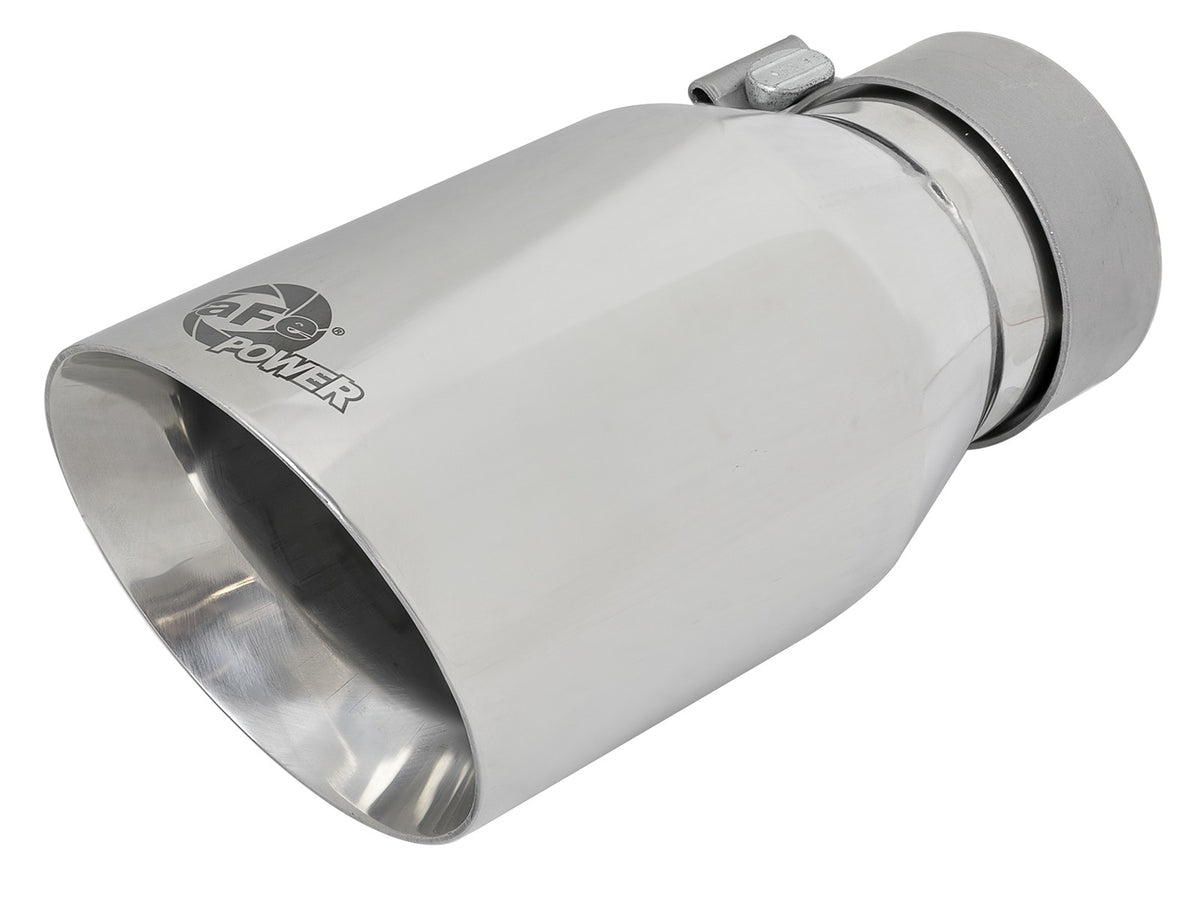 Mach Force-Xp 304 Stainless Steel Clamp-on Exhaust Tip Polished 3 Inch Inlet x 4-1/2 Inch Outlet x 9 Inch L Bolt On aFe Power