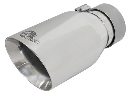 Mach Force-Xp 304 Stainless Steel Clamp-on Exhaust Tip Polished 3 Inch Inlet x 4-1/2 Inch Outlet x 9 Inch L Bolt On aFe Power
