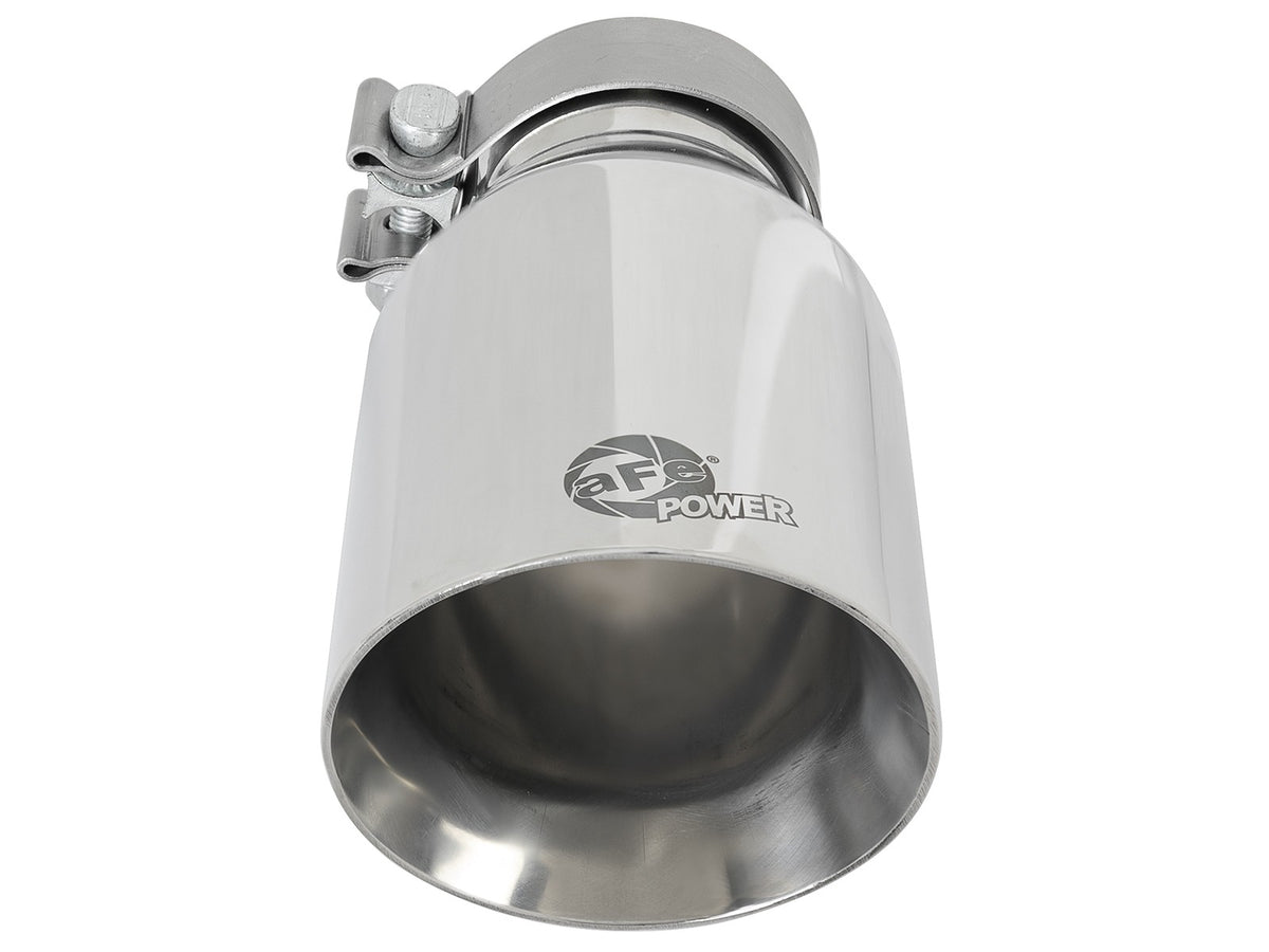 Mach Force-Xp 304 Stainless Steel Clamp-on Exhaust Tip Polished 3 Inch Inlet x 4-1/2 Inch Outlet x 9 Inch L Bolt On aFe Power-2