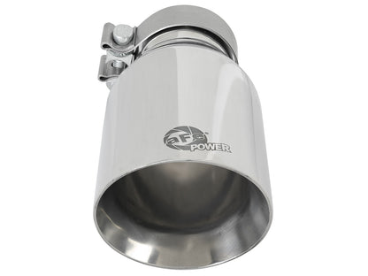 Mach Force-Xp 304 Stainless Steel Clamp-on Exhaust Tip Polished 3 Inch Inlet x 4-1/2 Inch Outlet x 9 Inch L Bolt On aFe Power-2
