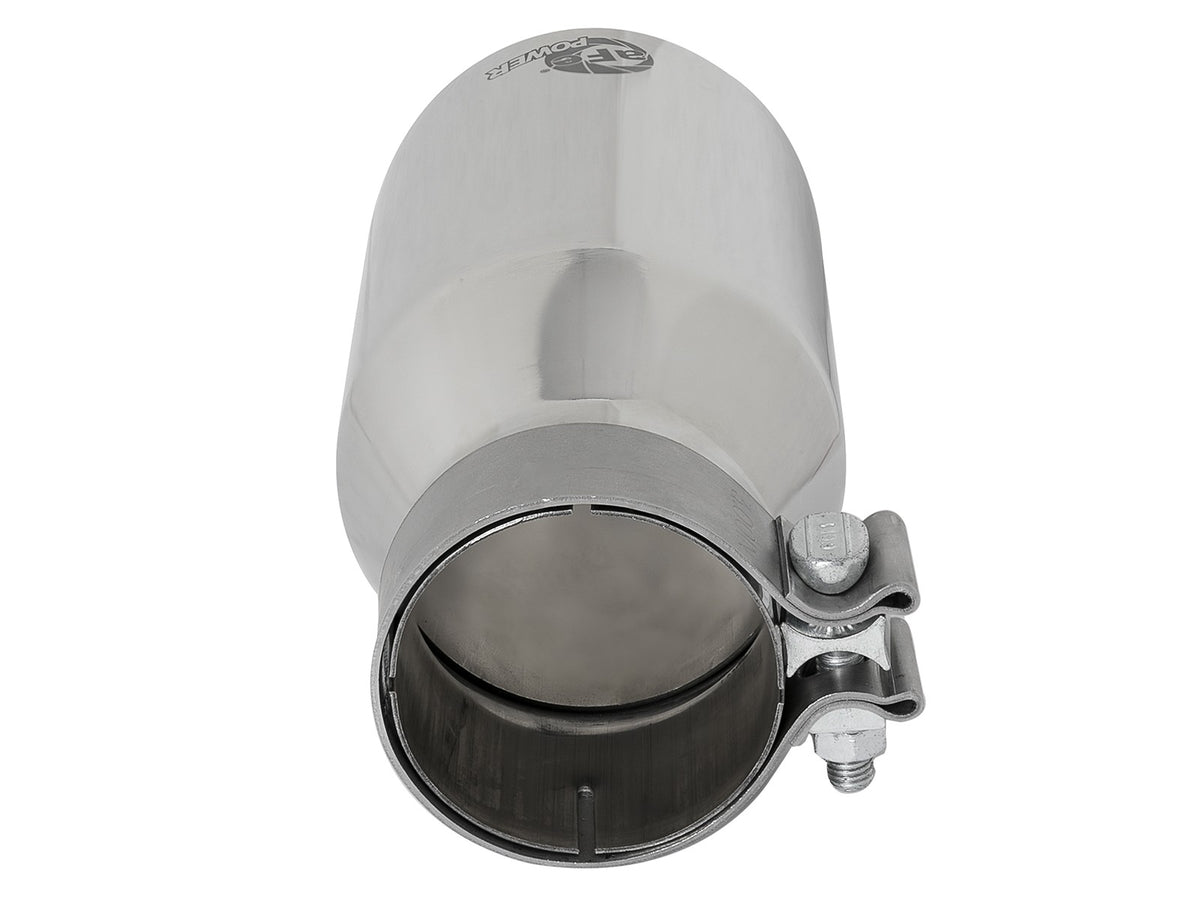 Mach Force-Xp 304 Stainless Steel Clamp-on Exhaust Tip Polished 3 Inch Inlet x 4-1/2 Inch Outlet x 9 Inch L Bolt On aFe Power-3