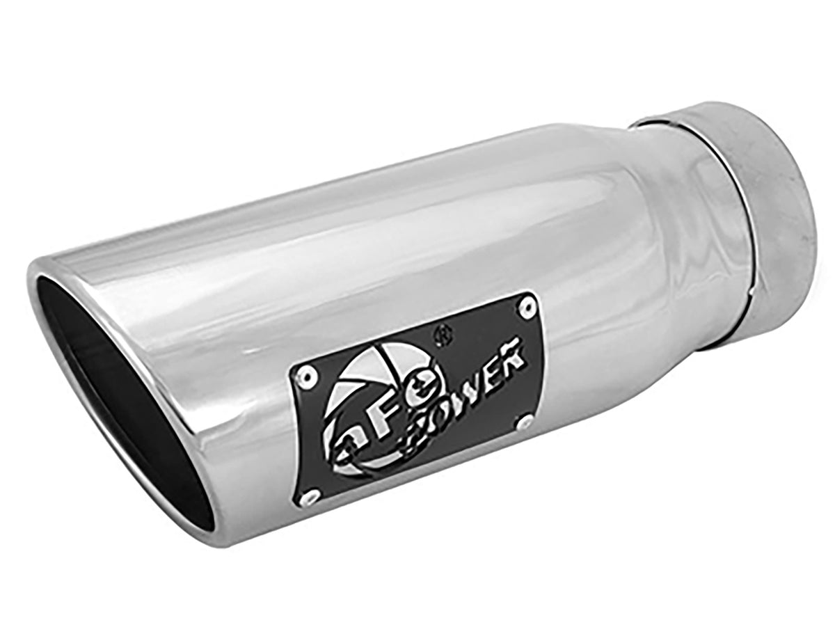 Mach Force-Xp 304 Stainless Steel Clamp-on Exhaust Tip Polished Left Side Exit 3-1/2 Inch Inlet x 4-1/2 Inch Outlet x 12 Inch L aFe Power