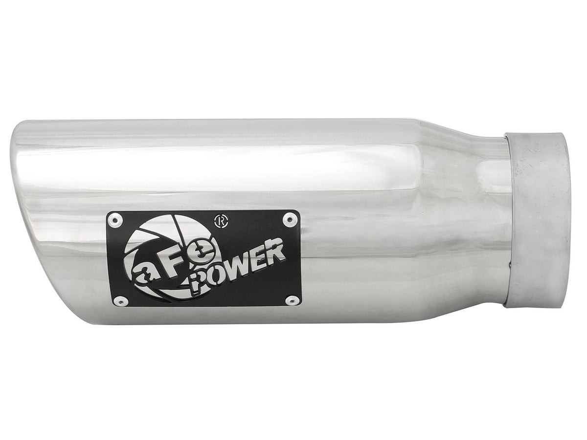 Mach Force-Xp 304 Stainless Steel Clamp-on Exhaust Tip Polished Left Side Exit 3-1/2 Inch Inlet x 4-1/2 Inch Outlet x 12 Inch L aFe Power-1