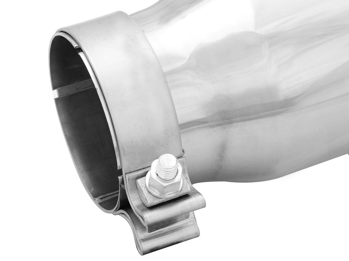 Mach Force-Xp 304 Stainless Steel Clamp-on Exhaust Tip Polished 3-1/2 Inch Inlet x 4-1/2 Inch Outlet x 12 Inch L Left / Right aFe Power-3