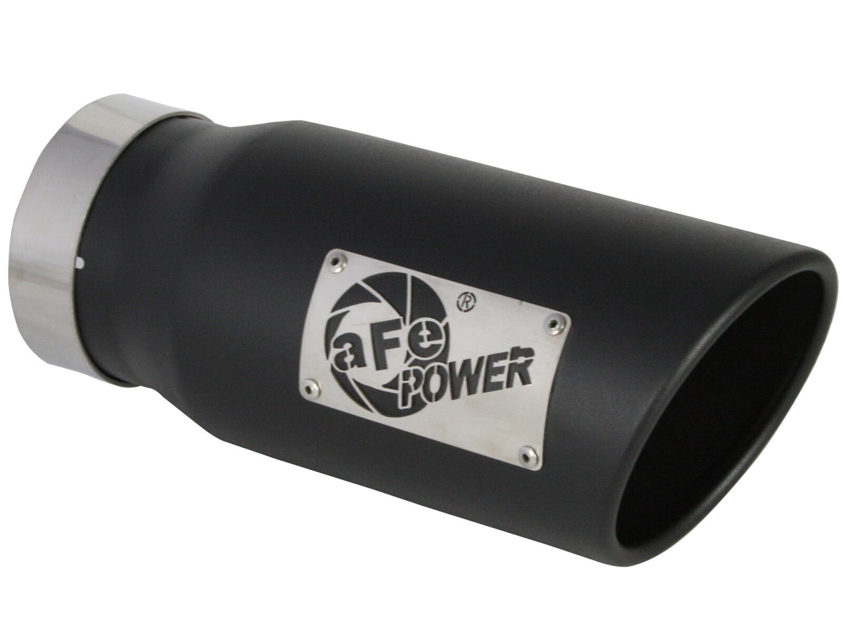 Mach Force-Xp 409 Stainless Steel Clamp-on Exhaust Tip Black 4 Inch Inlet x 5 Inch Outlet x 12 Inch L Right aFe Power