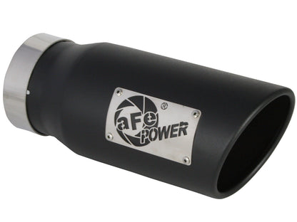 Mach Force-Xp 409 Stainless Steel Clamp-on Exhaust Tip Black 4 Inch Inlet x 5 Inch Outlet x 12 Inch L Right aFe Power