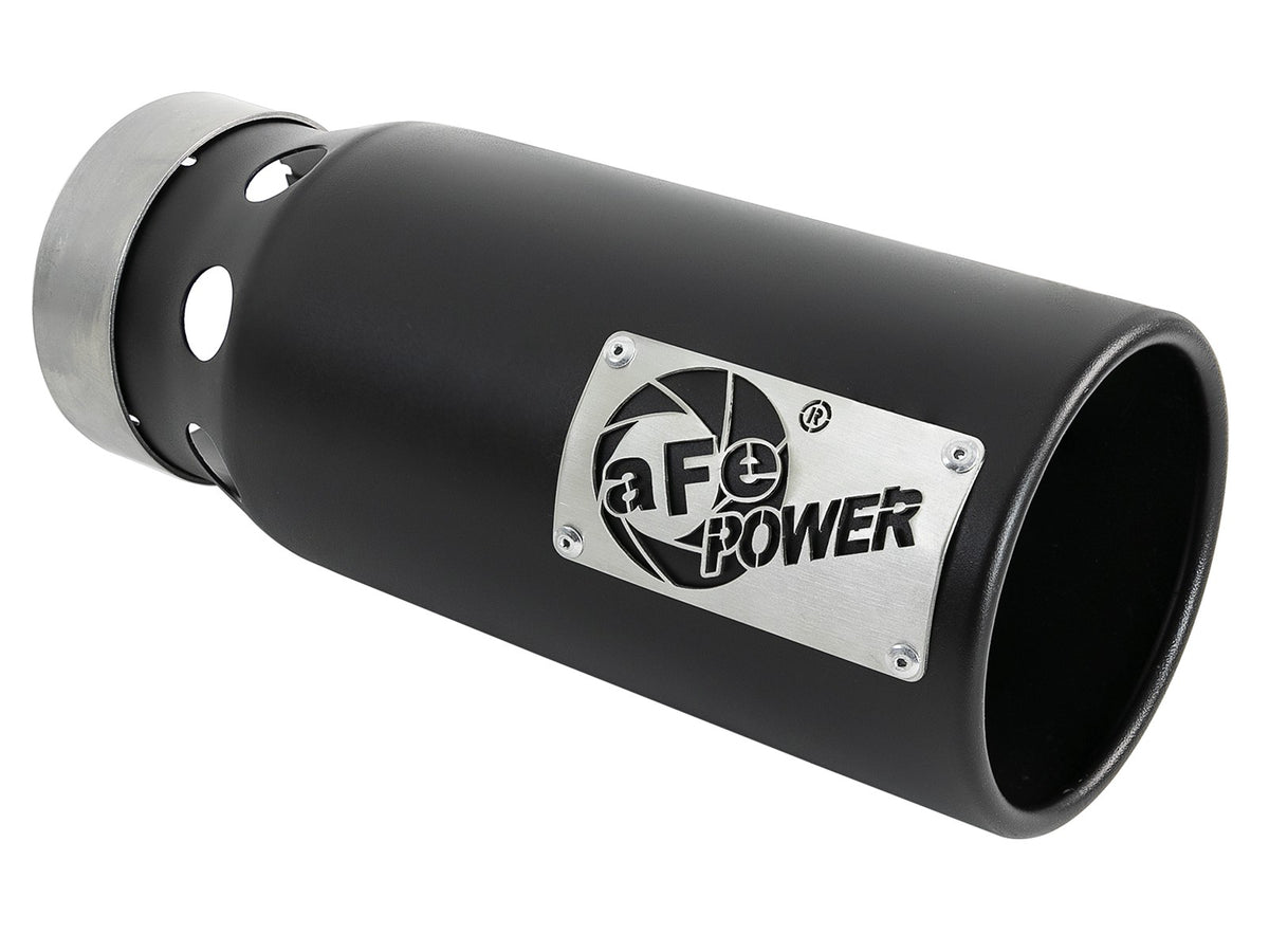 Saturn 4S 409 Stainless Steel Clamp-on Exhaust Tip Black Right Side Exit 4 Inch Inlet x 5 Inch Outlet x 12 Inch L aFe Power