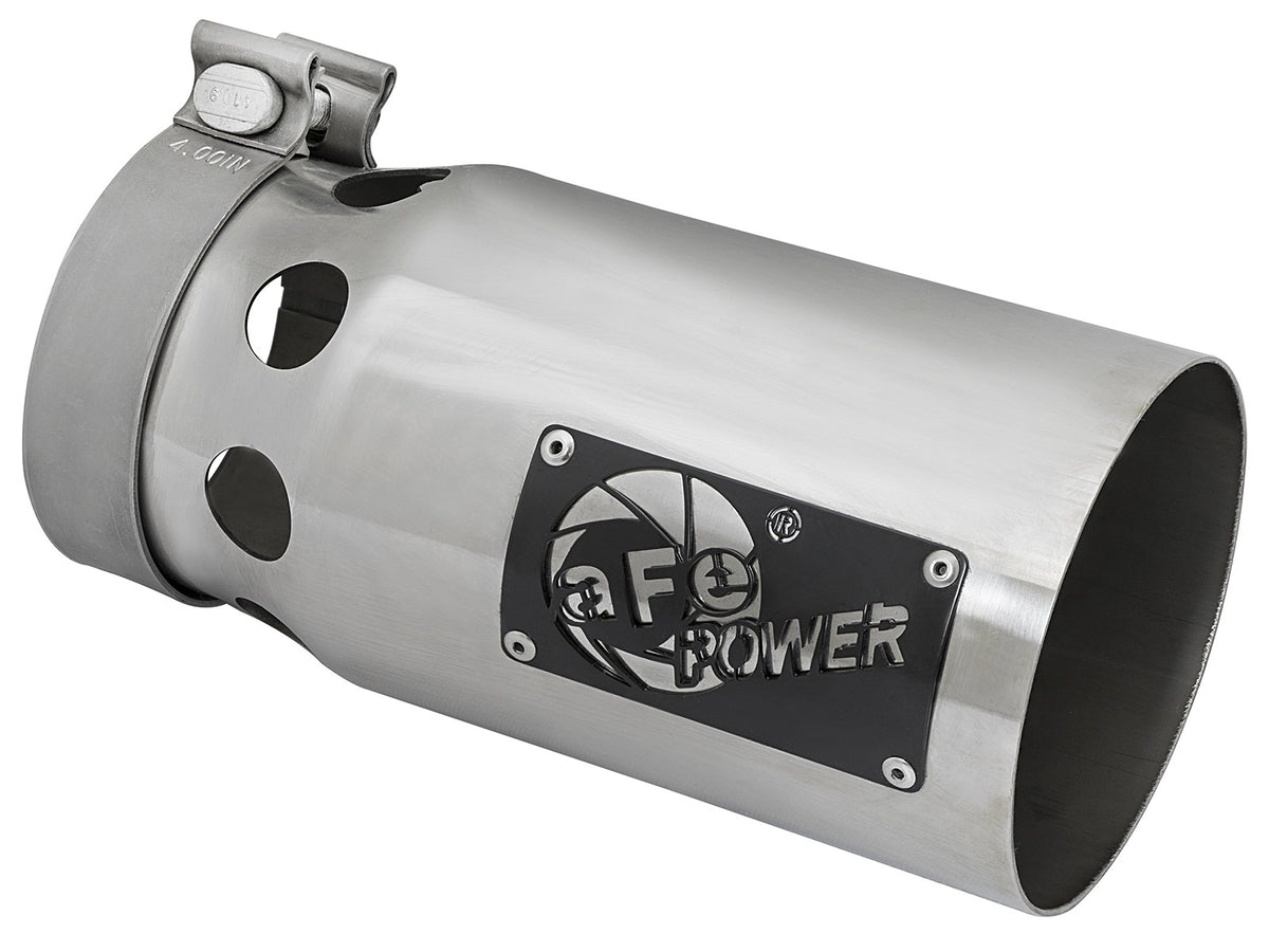Rebel Xd Series 409 Stainless Steel Clamp-on Exhaust Tip Polished 4 Inch Inlet x 5 Inch Outlet x 10 Inch L aFe Power