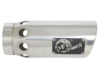 Mach Force-Xp 304 Stainless Steel Intercooled Clamp-on Exhaust Tip Polished 4 Inch Inlet x 5 Inch Outlet x 12 Inch L aFe Power-2