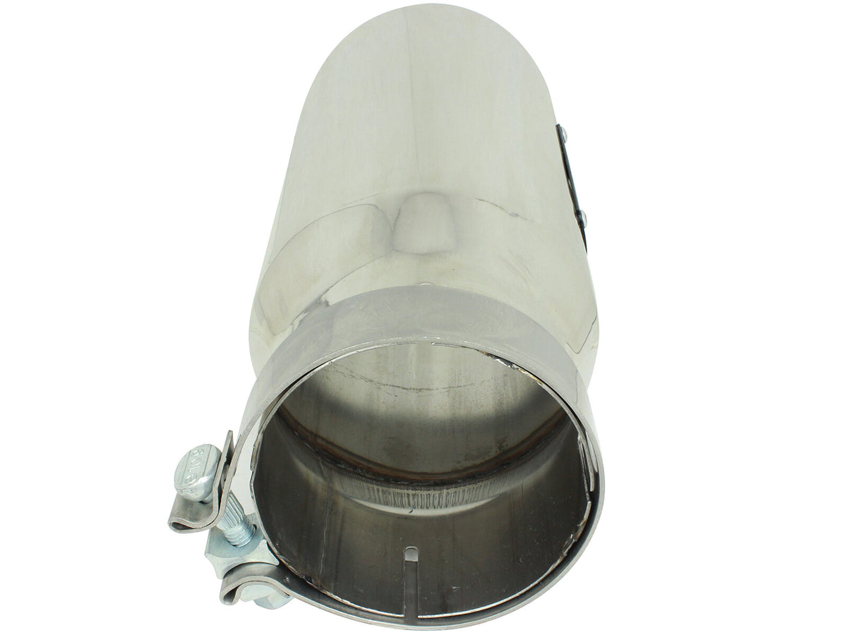 Mach Force-Xp 304 Stainless Steel Clamp-on Exhaust Tip Polished 4 Inch Inlet x 5 Inch Outlet x 12 Inch L Angle Cut aFe Power-2
