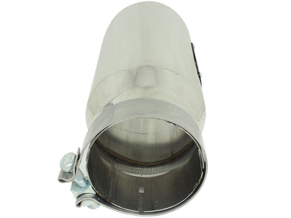 Mach Force-Xp 304 Stainless Steel Clamp-on Exhaust Tip Polished 4 Inch Inlet x 5 Inch Outlet x 12 Inch L Angle Cut aFe Power-2
